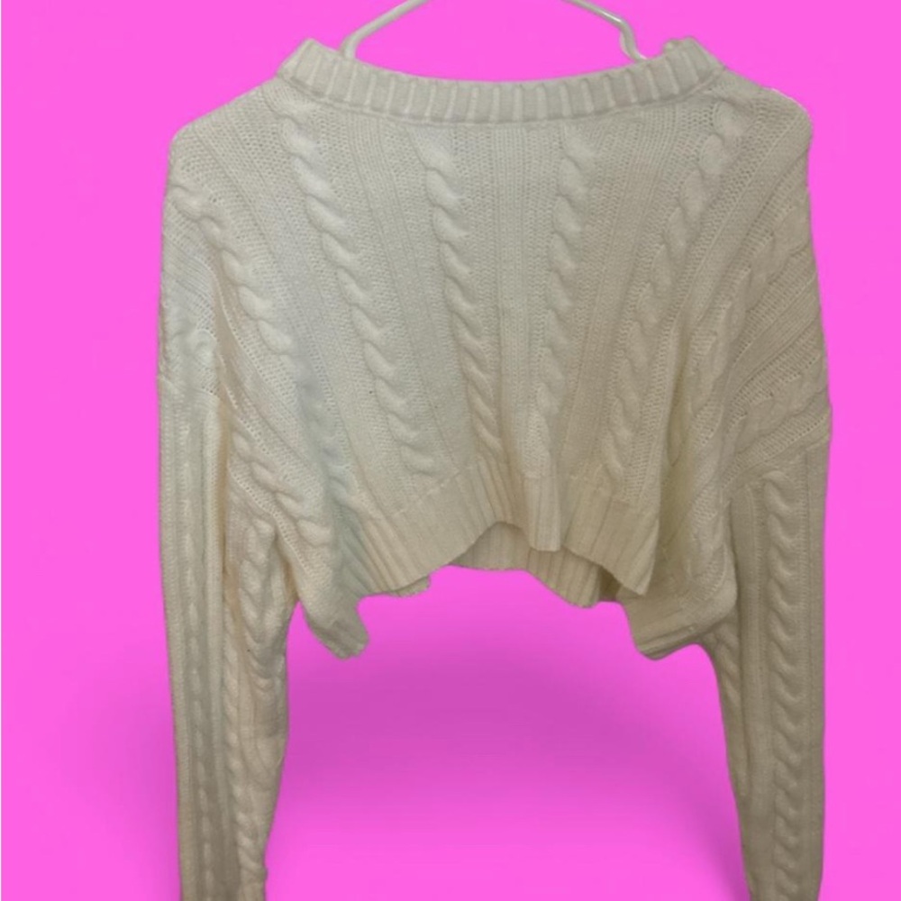 Cozy Cream Cable Knit Crop Top Sweater